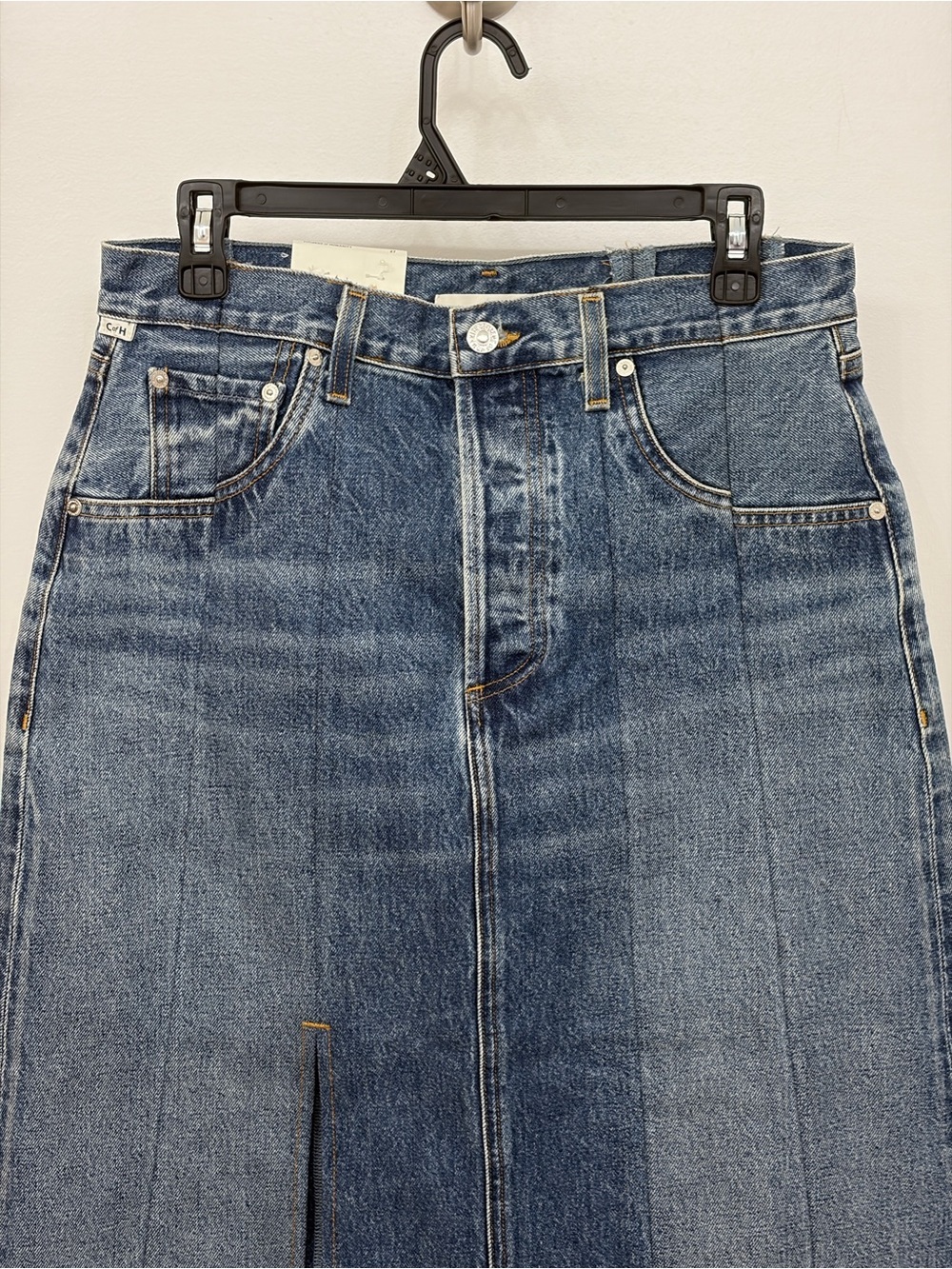 Citizens of Humanity Raian Splice Rework Denim Jean Midi Skirt patchwork size 27 - Picture 6 of 16
